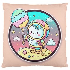 Boy Astronaut Cotton Candy Childhood Fantasy Tale Literature Planet Universe Kawaii Nature Cute Clou 16  Baby Flannel Cushion Case (two Sides)