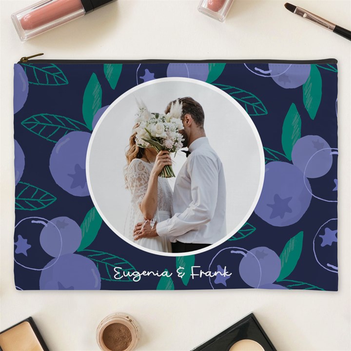 Personalized Fruit Couple Photo Names Cosmetic Bag Cosmetic Bag (XXXL)
