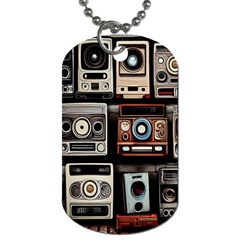 Retro Cameras Old Vintage Antique Technology Wallpaper Retrospective Dog Tag (one Side)