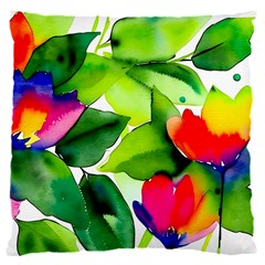 Watercolor Flowers Leaves Foliage Nature Floral Spring 16  Baby Flannel Cushion Case (two Sides)