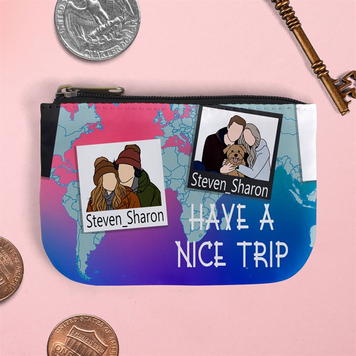 Personalized Trip Photo Illustration Mini Coin Purse Mini Coin Purse