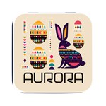 Personalized Easter Name Square Metal Box Square Metal Box (Black) Front