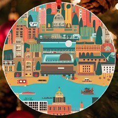 City Painting Town Urban Artwork Uv Print Acrylic Ornament Round