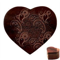 Blue Paisley Texture, Blue Paisley Ornament Heart Wood Jewelry Box