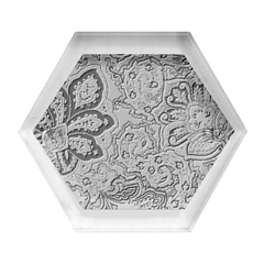 Green Ornament Texture, Green Flowers Retro Background Hexagon Wood Jewelry Box