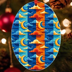 Clouds Stars Sky Moon Day And Night Background Wallpaper Uv Print Acrylic Ornament Oval