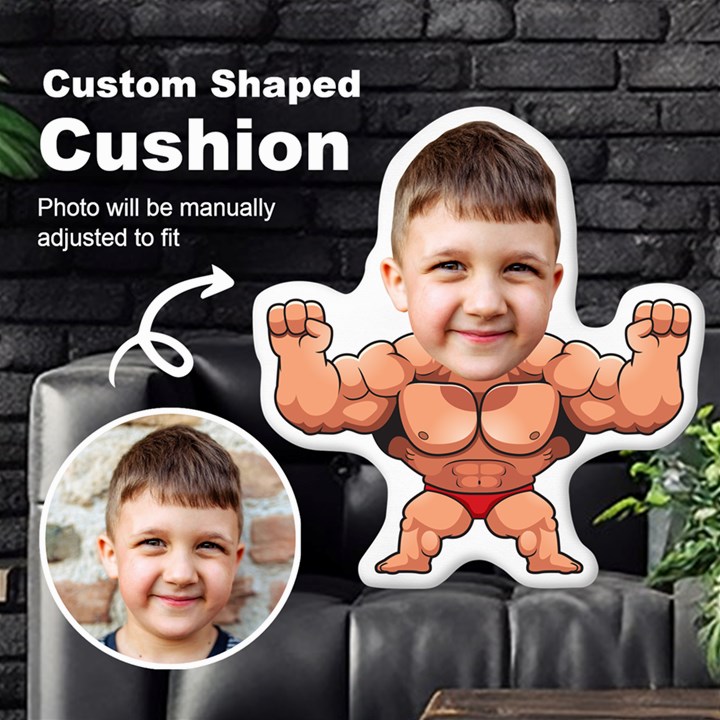 Personalized Photo in Strong Man Style Custom Shaped Cushion Cut To Shape Cushion Case