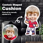 Personalized Photo in Sport Rugby Cartoon Style Custom Shaped Cushion Cut To Shape Cushion Case Front