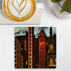 Sci-fi Futuristic Science Fiction City Neon Scene Artistic Technology Machine Fantasy Gothic Town Bu Uv Print Square Tile Coaster 