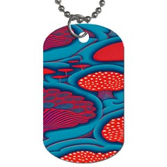 Vintage Ornate Mushroom Leafage Wallpaper Dog Tag (one Side)