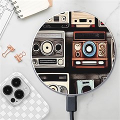Retro Cameras Old Vintage Antique Technology Wallpaper Retrospective Wireless Fast Charger(white)