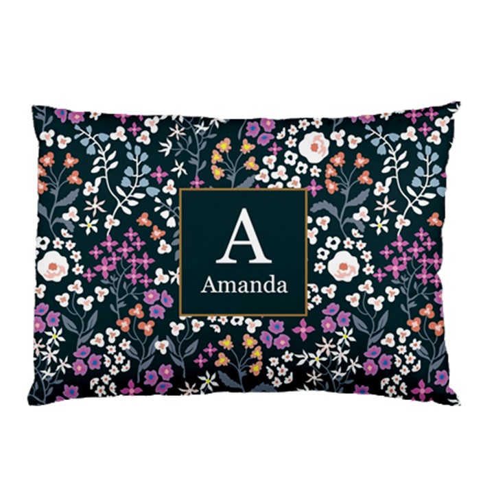 Personalized Floral Pattern Initial Name Pillow Case Pillow Case