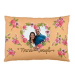 Personalized Floral Love Heart Shape Photo Name Pillow Case Pillow Case (Two Sides) Back