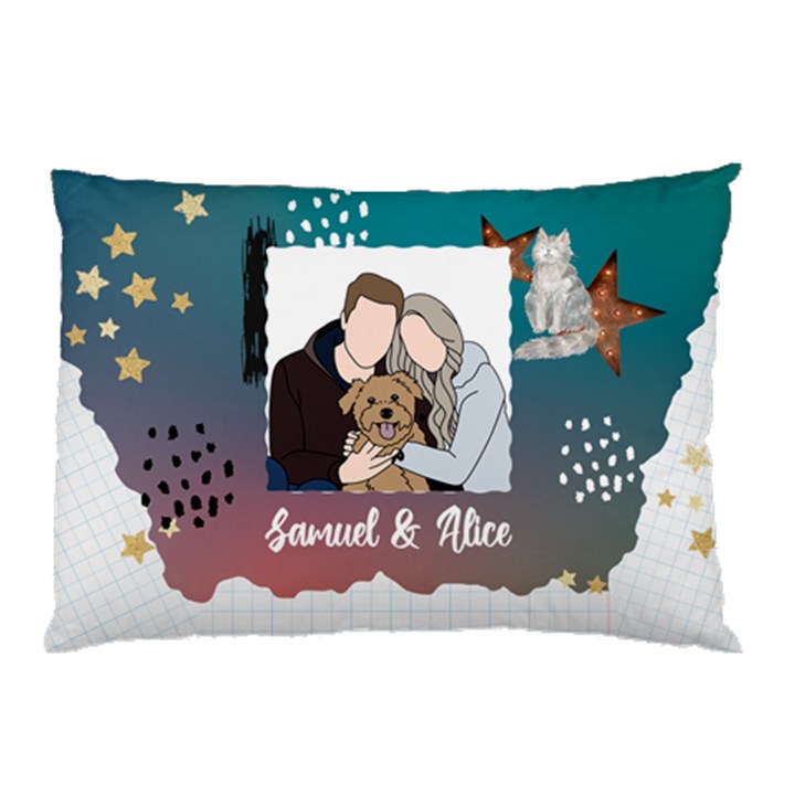 Personalized Photo Illustration Lover Name iPad Pillow Case Pillow Case (Two Sides)
