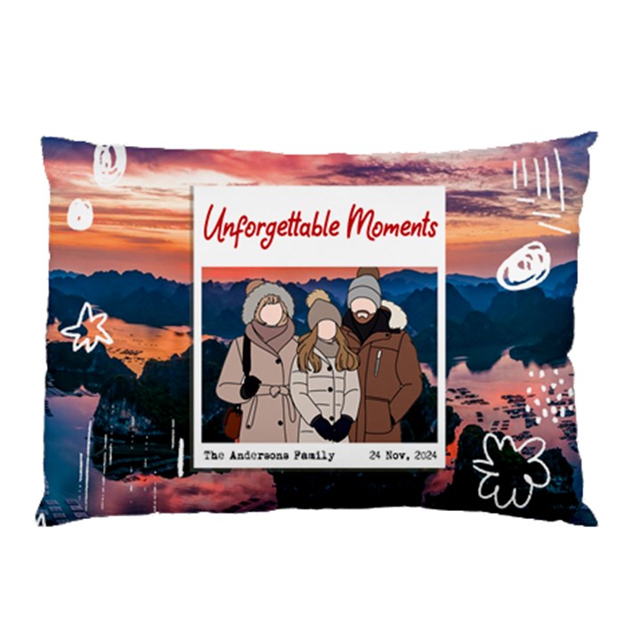Personalized Trip Photo Illustration Name Pillow Case Pillow Case (Two Sides)