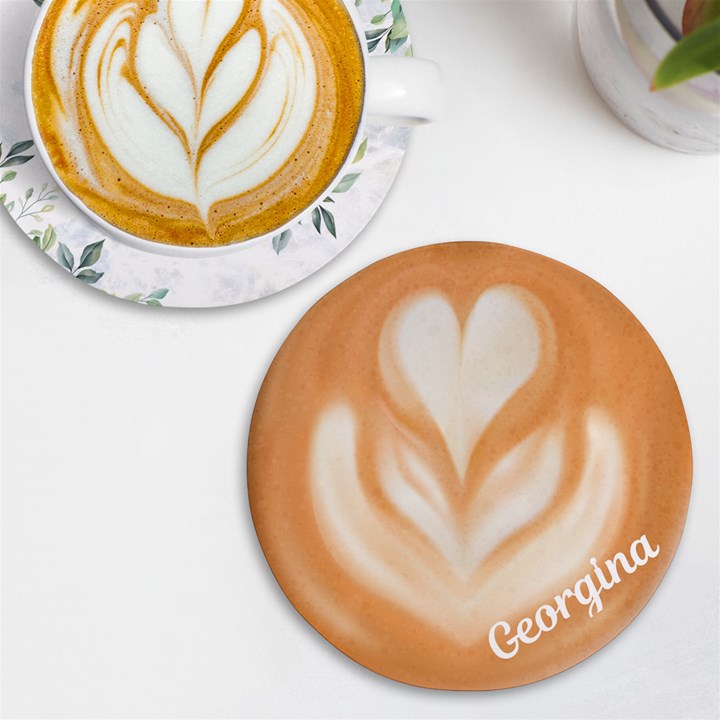 Personalized Coffee Name Round Tile Coaster UV Print Round Tile Coaster