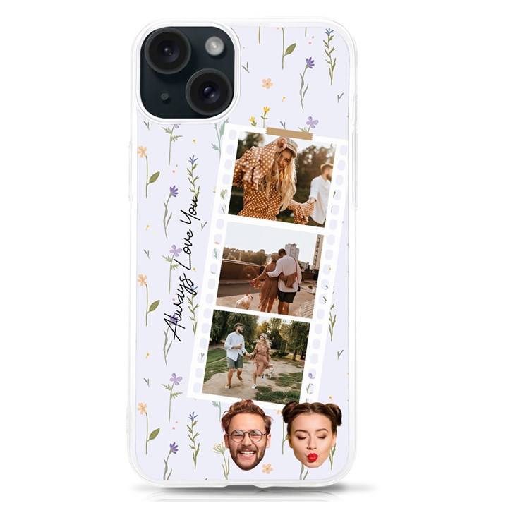 Personalized Floral Pattern with film UV Print Case iPhone 15 TPU UV Print Case