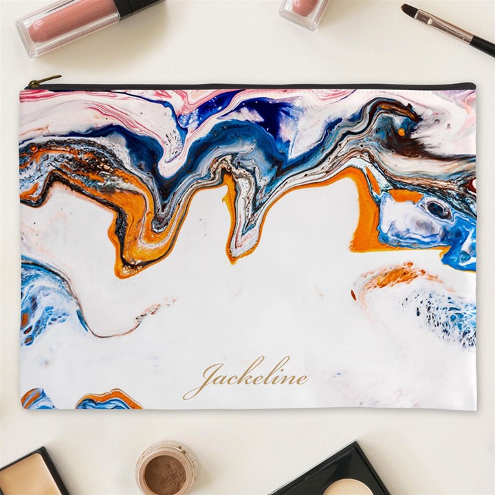 Personalized Name Marble Cosmetic Bag Cosmetic Bag (XXXL)
