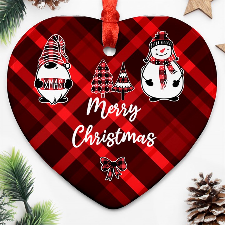 Personalized Checked Name Heart Ornament (Two Sides) Heart Ornament (Two Sides)