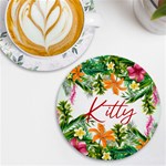 Personalized Tropical Fruit Any Text Name Round Tile Coaster UV Print Round Tile Coaster Front