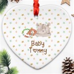 Personalized Baby Toy Photo Name Heart Ornament (Two Sides) Heart Ornament (Two Sides) Back