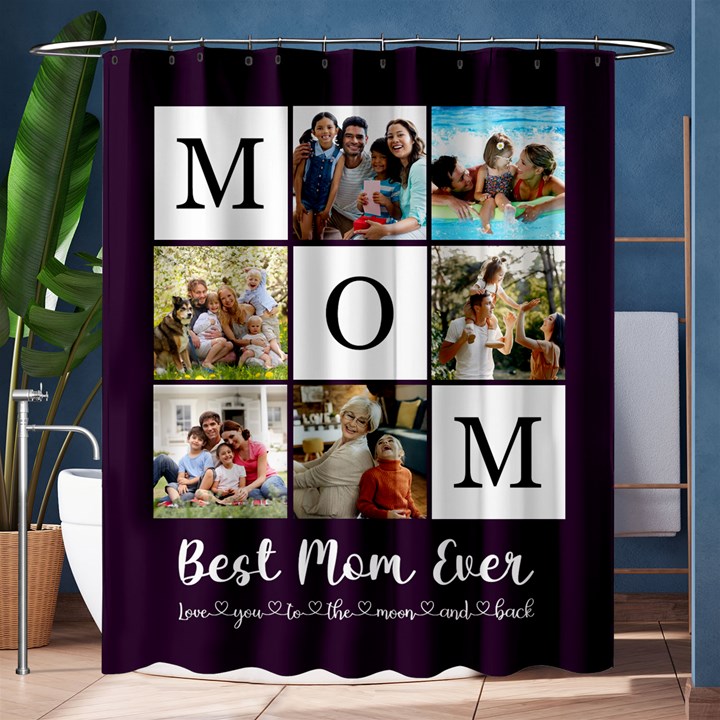 Personalized Best Mom Dad Ever Photo Name Shower Curtain Shower Curtain 60  x 72  (Medium)