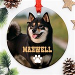 Personalized Christmas Pet Name Any Text Photo Round Ornament Round Ornament (Two Sides) Front