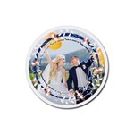 Personalized Blue Frame Photo Rubber Coaster (Round) Rubber Coaster (Round) Front