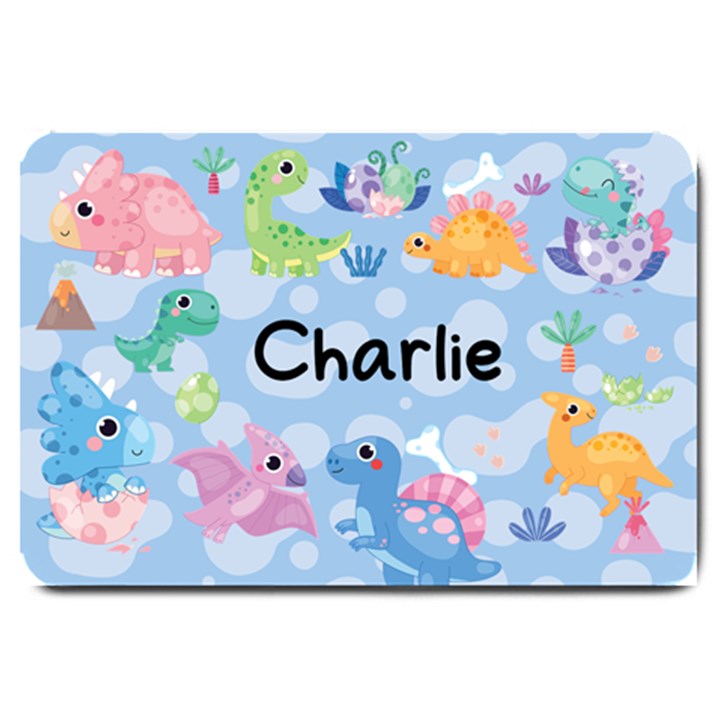 Personalized dinosaur Ilustration Color Name Any Text Large Doormat Large Doormat