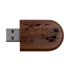 Yellow Flowers Wood Oval Usb Flash Drive