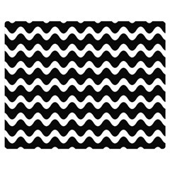 Wave-black White Two Sides Premium Plush Fleece Blanket (teen Size)
