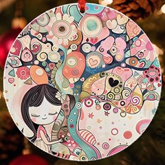 Whimsical Colorful Young Girl Uv Print Acrylic Ornament Round