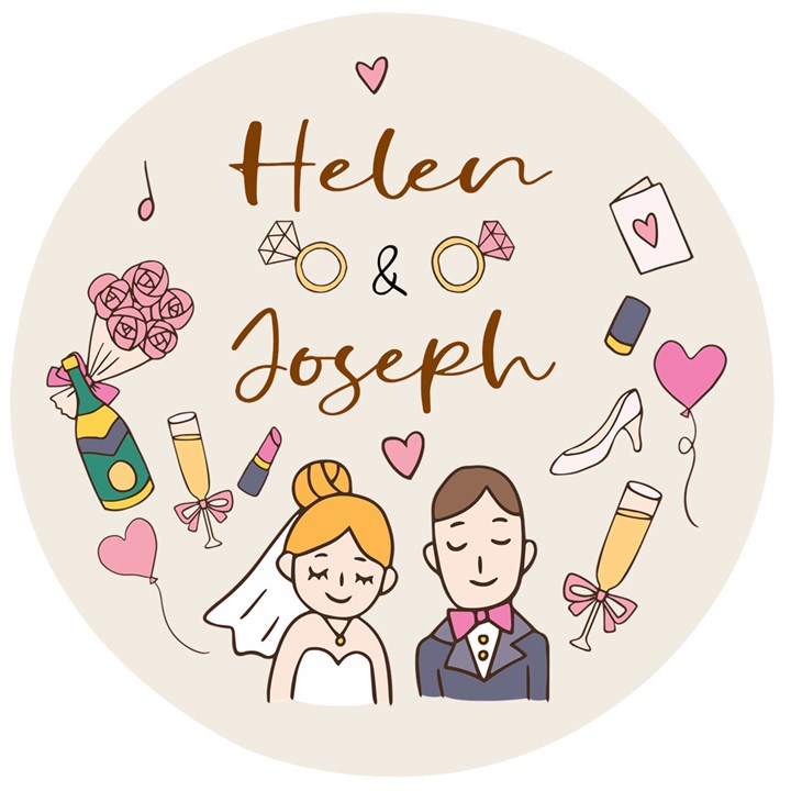 Personalized Married Gift illustration Name Any Text Wooden Bottle Opener Wooden Bottle Opener (Round)