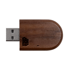 Abstract Hex Hexagon Grid Pattern Honeycomb Wood Oval Usb Flash Drive