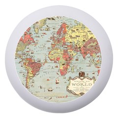 Vintage Old Antique World Map Dento Box With Mirror