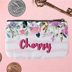 Personalized Floral Name Any Text Large Coin Purse Large Coin Purse Back