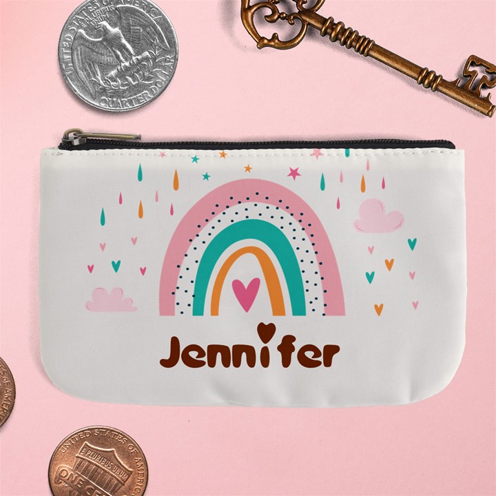 Personalized Rainbow Name Any Text Large Coin Purse Large Coin Purse