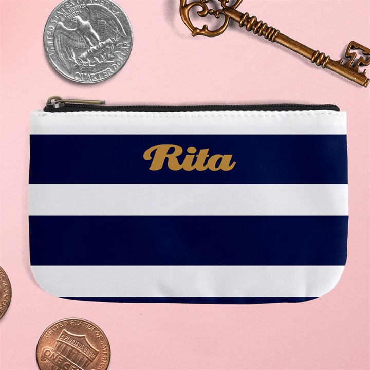 Personalized Marine Stripe Color Name Any Text Large Coin Purse Large Coin Purse