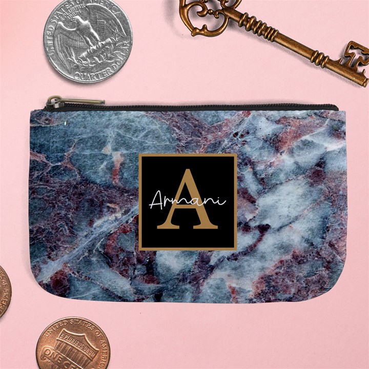 Personalized Initial Name Marble Large Coin Purse Large Coin Purse