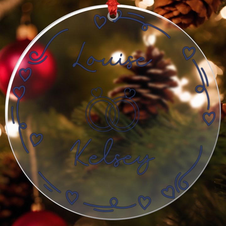 Personalized Name Wedding Rings UV Print Acrylic Ornament Round UV Print Acrylic Ornament Round