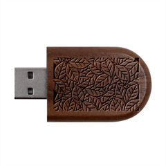 Pattern Leaves Background Nature Wood Oval Usb Flash Drive