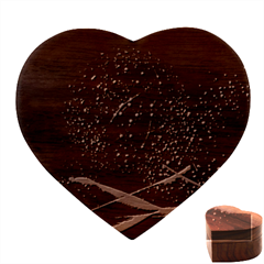 Particles Waves Line Multicoloured Heart Wood Jewelry Box