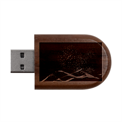 Particles Waves Line Multicoloured Wood Oval Usb Flash Drive