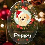 Personalized Dog Illustration Name UV Print Acrylic Ornament Oval UV Print Acrylic Ornament Oval Front