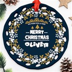 Personalized Merry Christmas Name Any Text Round Filigree Ornament Round Filigree Ornament (Two Sides) Back