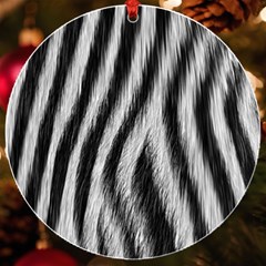 Zebra Texture, Zebra Wool, White Black Background Uv Print Acrylic Ornament Round