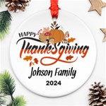 Personalized Thanksgiving Family Name Any Text Round Ornament Round Ornament (Two Sides) Back