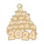 Personalized 15 Names Santa Hats Christmas Family 2024 Wood Ornament Wood Ornament Front