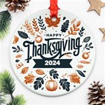 Personalized Thanksgiving Year Photo Round Ornament Round Ornament (Two Sides) Front