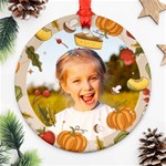 Personalized Thanksgiving Any Text Photo Round Ornament Round Ornament (Two Sides) Front